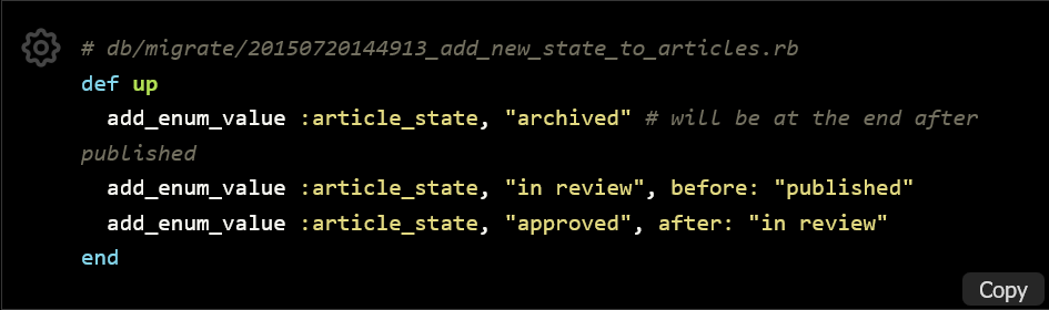 Snippet of PG enum type with add_enum_value