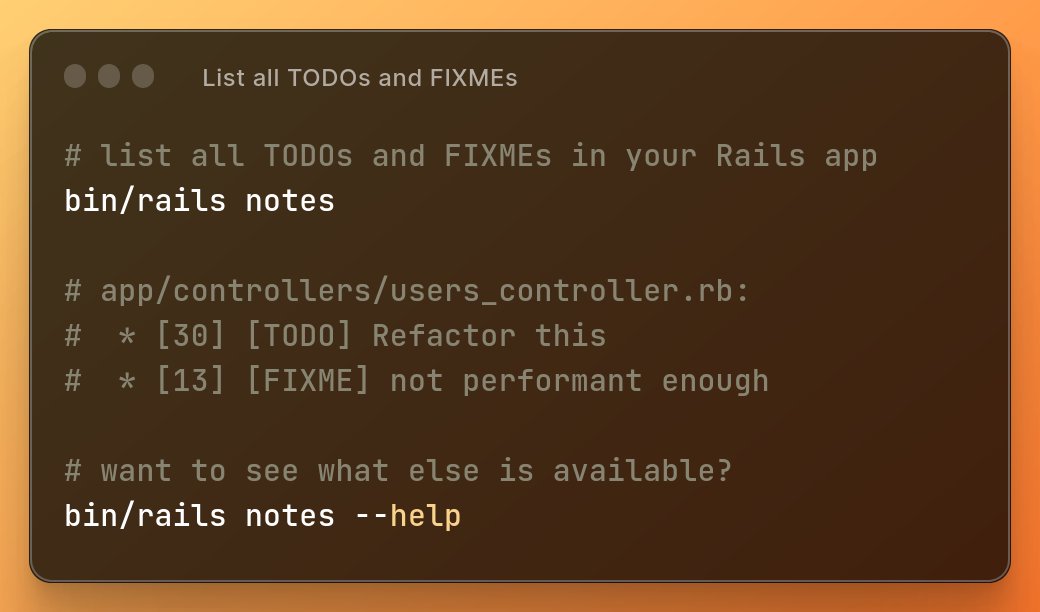 List all of your Rails app TODOs and FIXMEs
