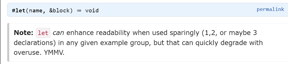 Avoid let declaration in your specs