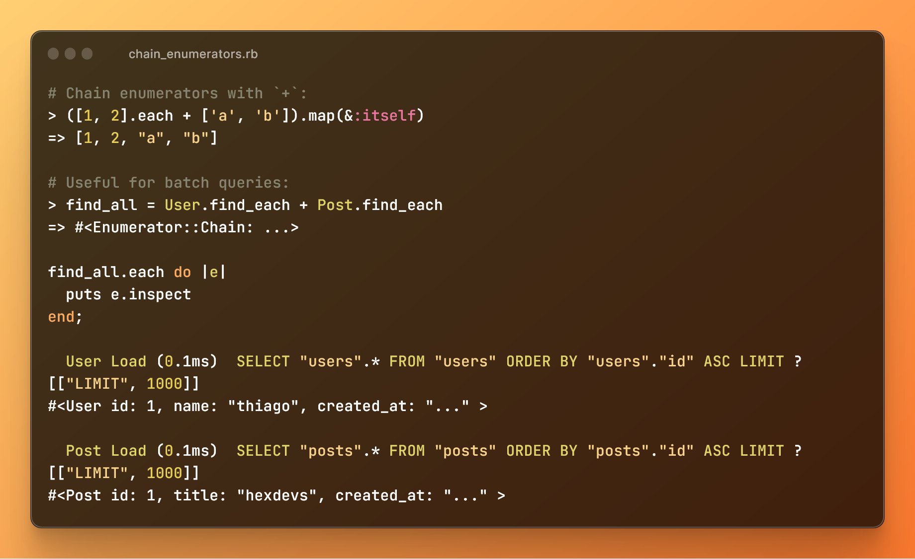 Snippet of Ruby Enumerator::Chain